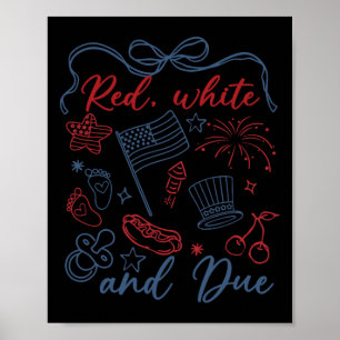 Poster Rouge Blanc Et 4 juillet Grossesse Été Usa