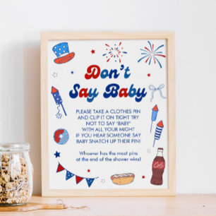Poster Rouge Blanc et Bientôt Cadeaux de Naissance Ne dit