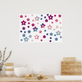 Poster Rouge Blanc Et Bleu Étoiles (Cuisine)