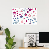 Poster Rouge Blanc Et Bleu Étoiles (Bureau à domicile)