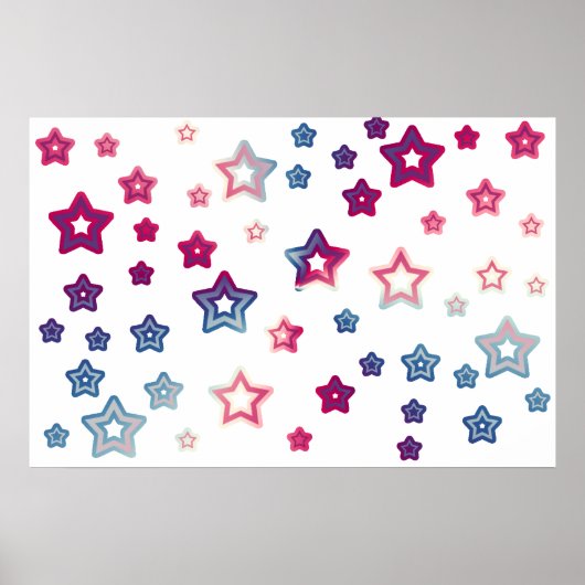 Poster Rouge Blanc Et Bleu Étoiles (Devant)