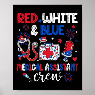 Poster Rouge Blanc Et Bleu Médicale Équipage Istant Heure