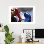 Poster Rouge blanc et bleu verre de la mer (Bureau à domicile)