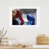 Poster Rouge blanc et bleu verre de la mer (Cuisine)