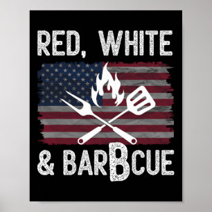 Poster Rouge Blanc Et Byrbcue Bbq Patriotique 4 Juillet É