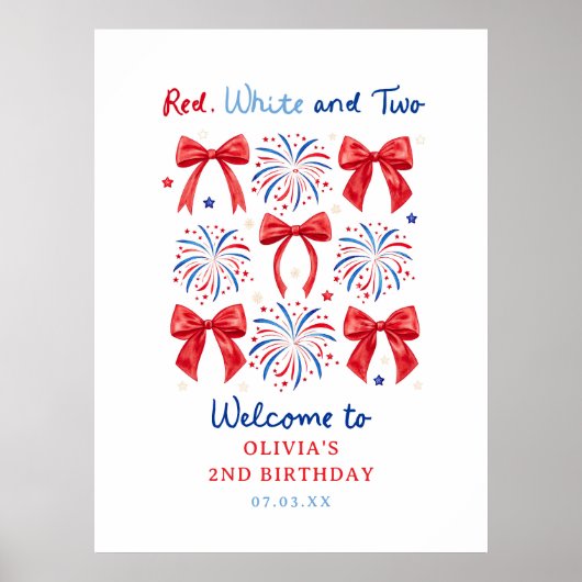 Poster Rouge Blanc et Deux Fille de juillet 2e Anniversai (Devant)