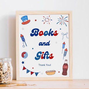Poster Rouge Blanc et Échéances Livres et Cadeaux pour Ba
