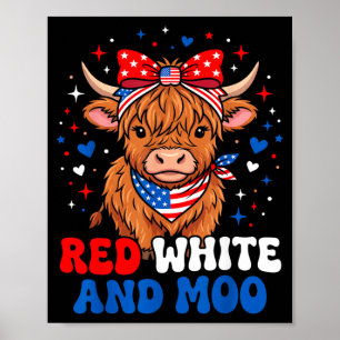 Poster Rouge Blanc Et Moo Highland Patriotique Fpirate Hé