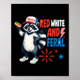 Poster Rouge Blanc Et Sauvage Drôle De Raton Laveur Patri