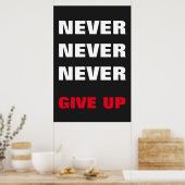 Poster Rouge Blanc Orange ne jamais renoncer au succès (Cuisine)