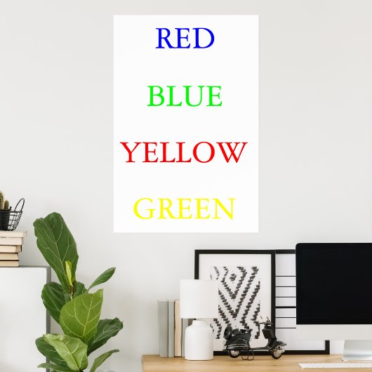 Poster Rouge bleu jaune vert (Bureau à domicile)