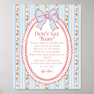Poster Rouge & Bleu Vintage Fantaisie Florale Ne Dis Pas