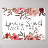 Poster Rouge Blush Floral Roses L'amour est doux Faveur (Devant)