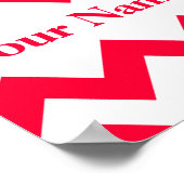 Poster Rouge Bold Chevron avec monogramme (Coin)