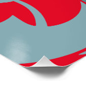 Poster Rouge brillant avec Formes gris-vert de mer (Coin)