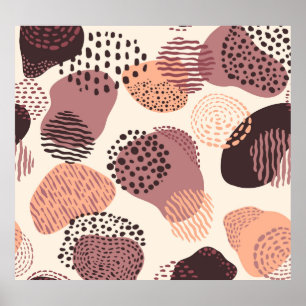 Poster Rouge Brown biologique, Formes Abstraites.