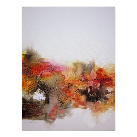 Poster Rouge Brown Orange Blanc moderne Abstrait toile d' (Devant)