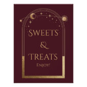 Poster Rouge céleste Or Anniversaire Douceurs & Traitemen (Devant)