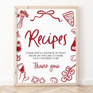 Poster Rouge C'est l'Amour Recettes Italiennes Fantaisist