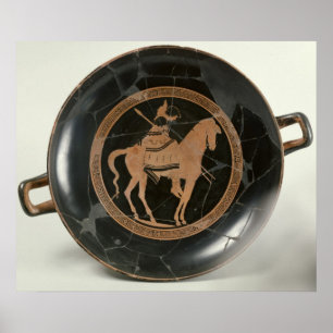 Poster Rouge-chiffre representation de grenier de tasse