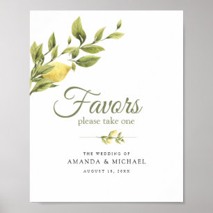 Poster Rouge Citrons Vert Blanc Mariage Faveur Signal
