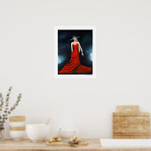 Poster Rouge Diva Mode Illustration 20 x 16 Imprim (Cuisine)