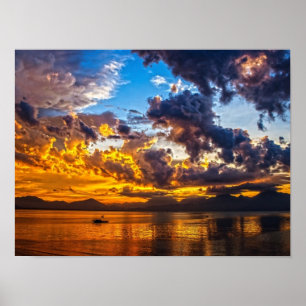 Poster Rouge du coucher du soleil