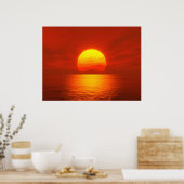 Poster rouge du coucher du soleil (Cuisine)