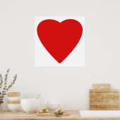 Poster Rouge et Blanc Love Heart Design. (Cuisine)