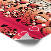 Poster Rouge et blanc Whimsical Romantic Hearts motif (Coin)