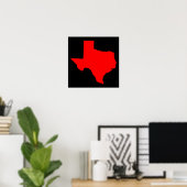 Poster Rouge et noir brillant Texas (Bureau à domicile)