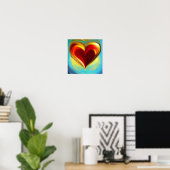 Poster rouge et or brillant Coeur (Bureau à domicile)