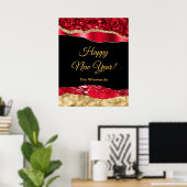 Poster Rouge et or Glam Larmes Bonne année (Bureau à domicile)