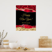 Poster Rouge et or Glam Larmes Bonne année (Cuisine)