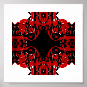 Poster Rouge Éternel Abstrait Peinture Acrylique Fluid Ar