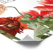 Poster Rouge Floral Jardin Fleurs Mariage Carte de siège (Coin)