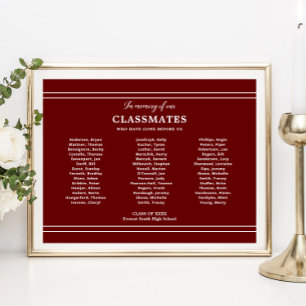 Poster Rouge foncé en mémoire des camarades de classe Réu