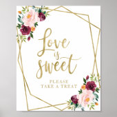 Poster Rouge Foncé Floral L'amour est un signe doux (Devant)