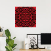 Poster Rouge gras mécanique Abstrait Mandala Art (Bureau à domicile)