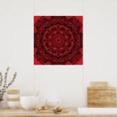 Poster Rouge gras mécanique Abstrait Mandala Art (Cuisine)