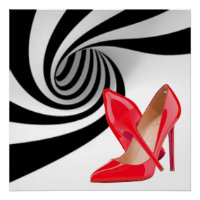 Rouge Haut talons Noir Blanc Motif Design d'impres