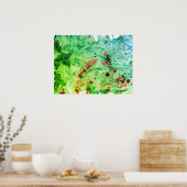 Poster Rouge Jaune Bleu Vert moderne Art Abstrait tendanc (Cuisine)