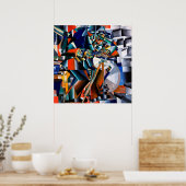 Poster Rouge Jaune Vert Bleu Blanc Gris Abstrait (Cuisine)