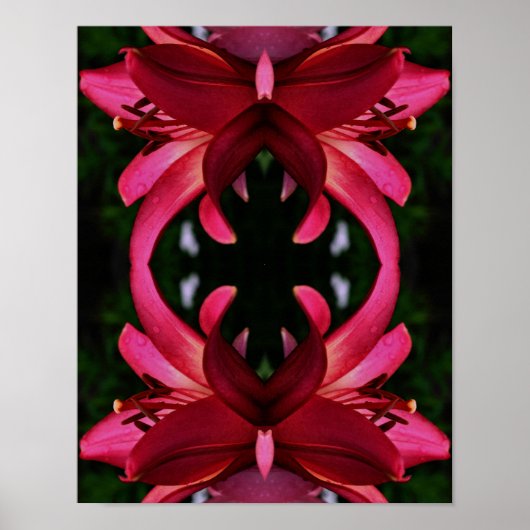 Poster Rouge Lily Flower Art Abstrait (Devant)