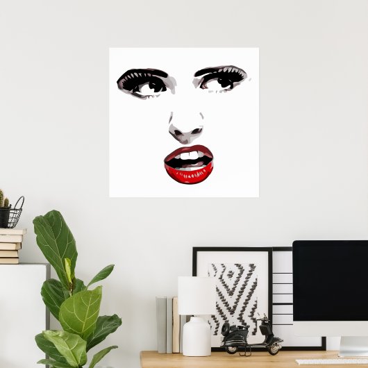 Poster Rouge Lipstick Dark Eyed Femme maquillage Beauté A (Bureau à domicile)