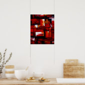 Poster rouge moderne Oriental Abstrait (Cuisine)