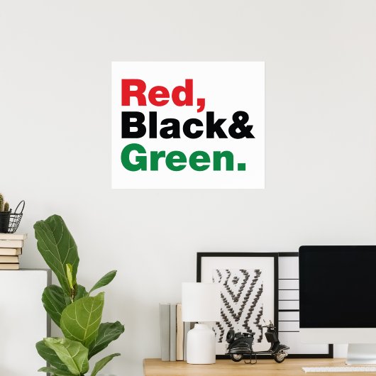 Poster Rouge, Noir et Vert. (Bureau à domicile)
