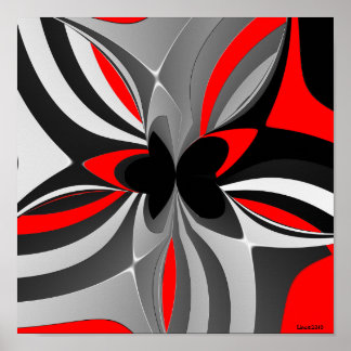 Poster Rouge noir gris Abstrait