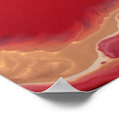 Poster Rouge Noir Or Fluid Marble Acrylique Art Abstrait (Coin)