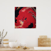 Poster Rouge Noir Or Fluide Marbre Acrylique Art Abstrait (Cuisine)